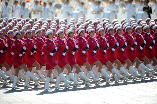 Women militia at the 60th anniversary parade