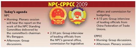 NPC, CPPCC agenda for March 9