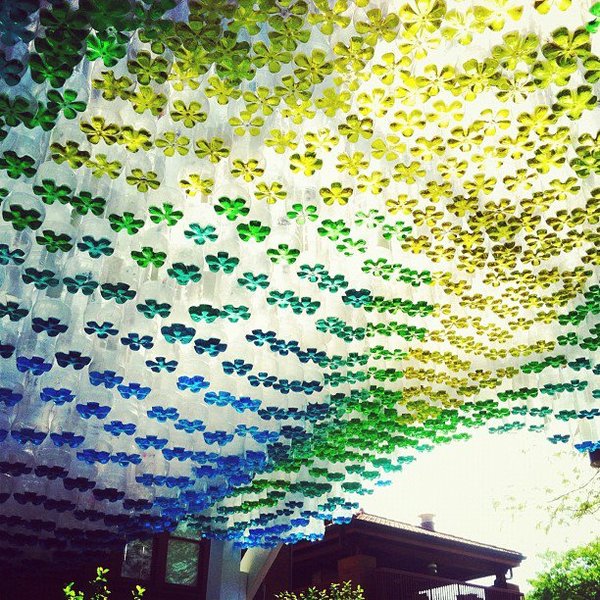 Parking canopy made of recycled plastic bottles