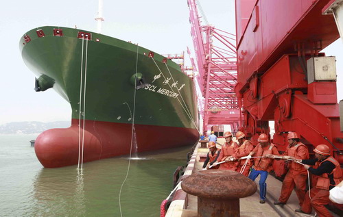 Jumbo vessel on maiden voyage