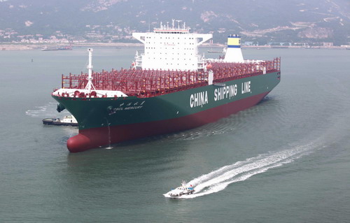 Jumbo vessel on maiden voyage