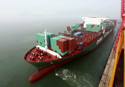Jumbo vessel on maiden voyage