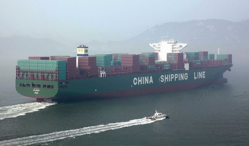 Jumbo vessel on maiden voyage