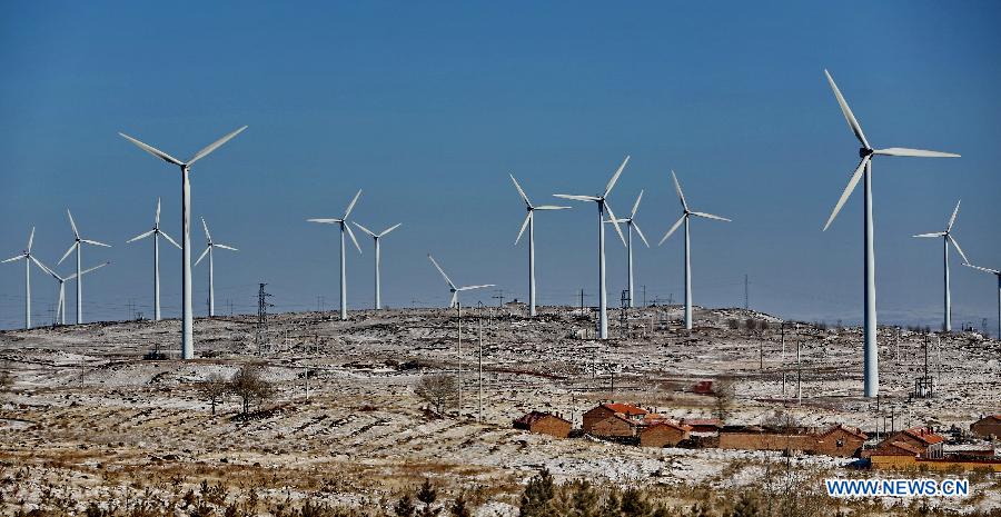 Solar power plant, wind power farm in Highly-polluted Hebei province