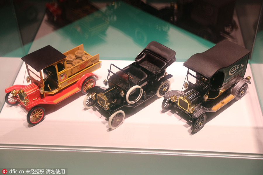 Antique cars, typewriter and telephone on display in Shanghai