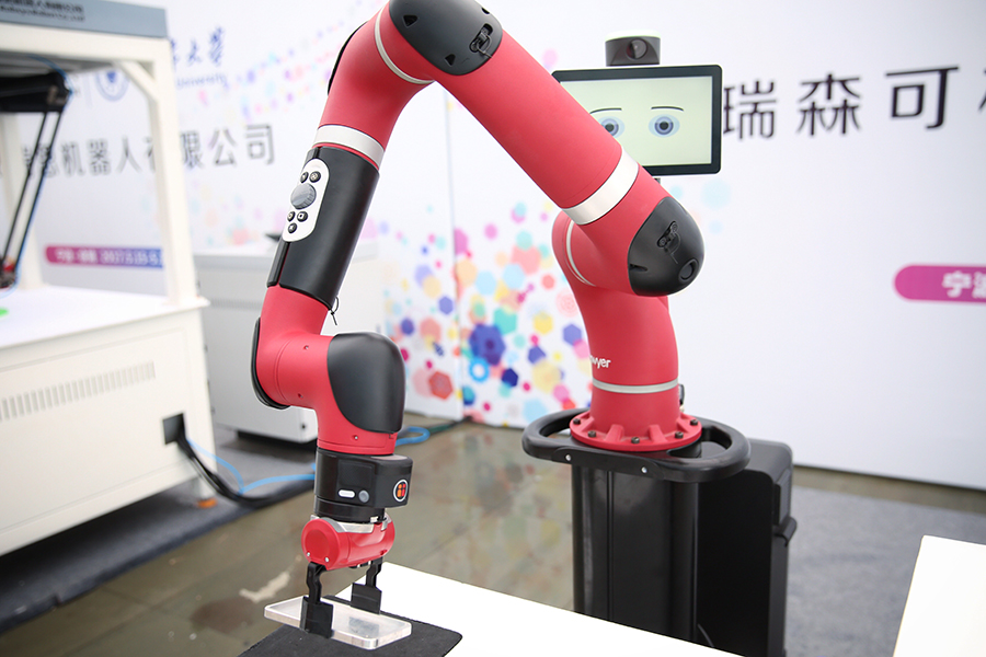 Hugging, calligraphy writing robots featured in Yuyao