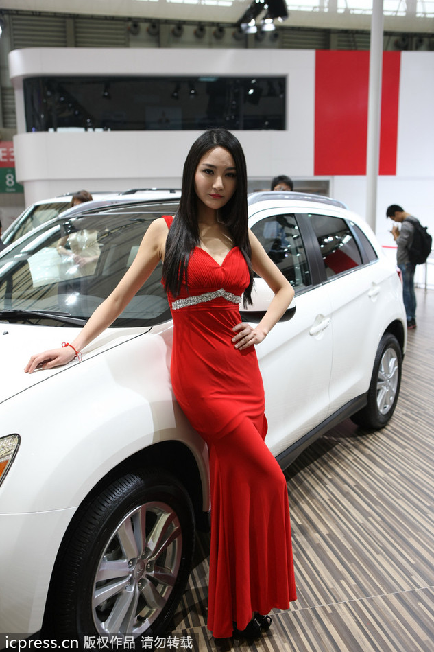 Mitsubishi girl on Auto Shanghai auto show 2013