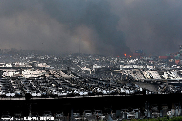 Almost ten thousand new cars ruined in Tianjin blasts