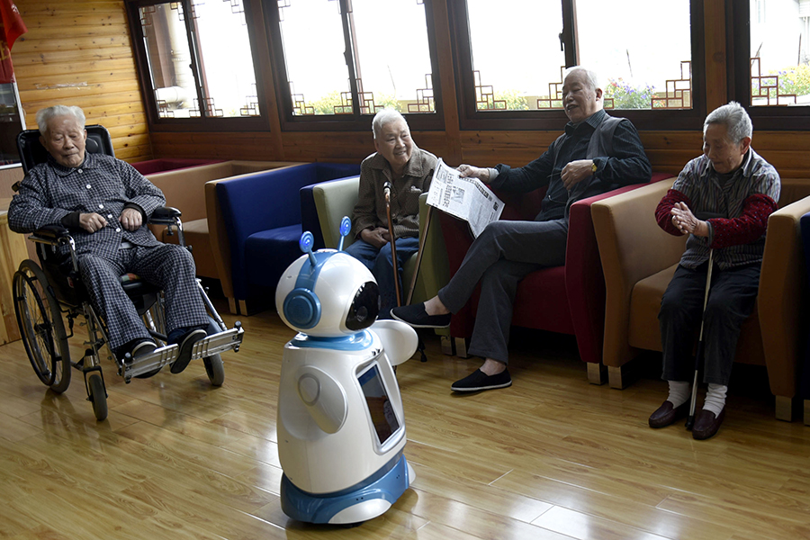 Robots help elderly in nursing home