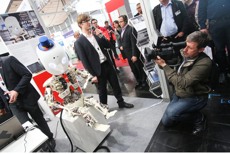 Humanoid robots at Hanover IT exhibition