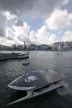 Solar-powered vessel promoting clean energy arrives in HK