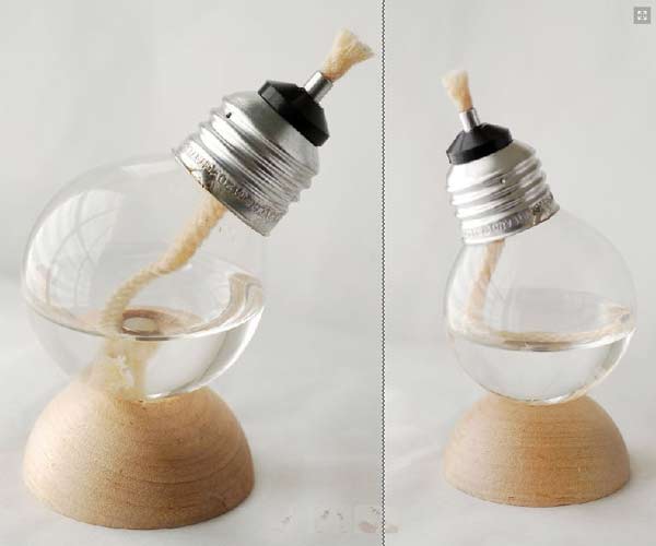 Recycled Light Bulb Oil Lamp