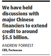 Fortescue in negotiations with Chinese companies