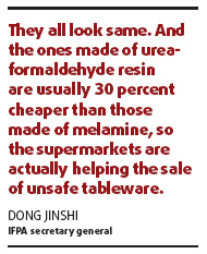 Tainted melamine tableware back in Beijing supermarkets