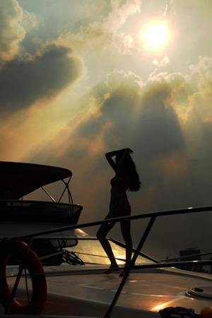 Bikini show on yacht