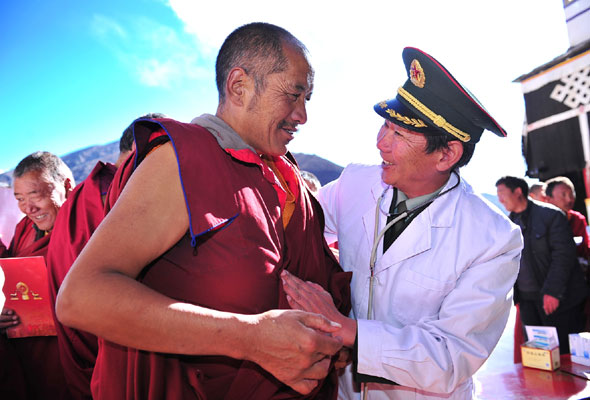 Military surgeon working in Tibet