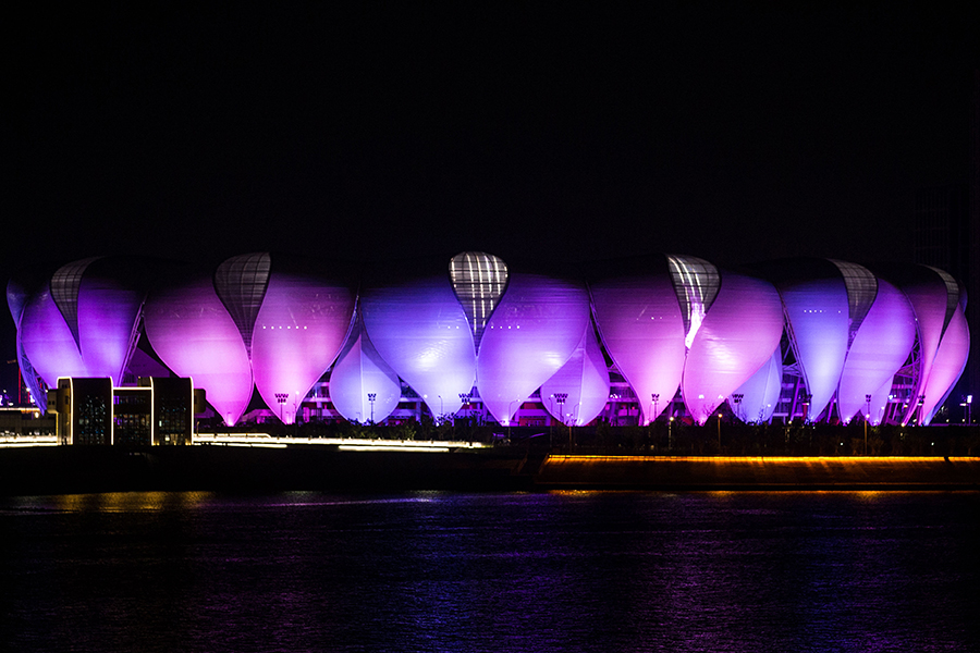 Light show seen by Qiantang River in Hangzhou