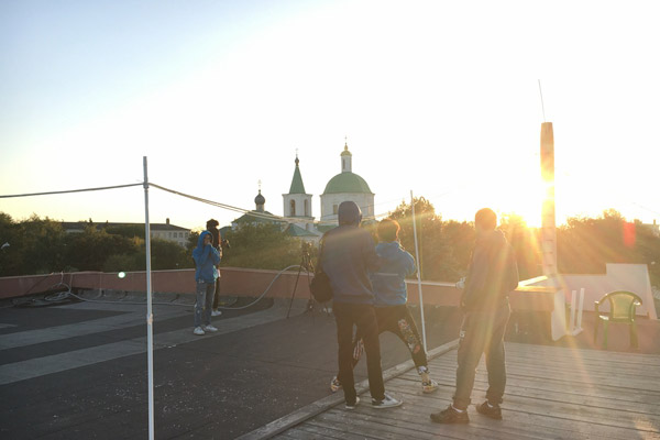 Date with sunrise at Rostov-on-Don riverside