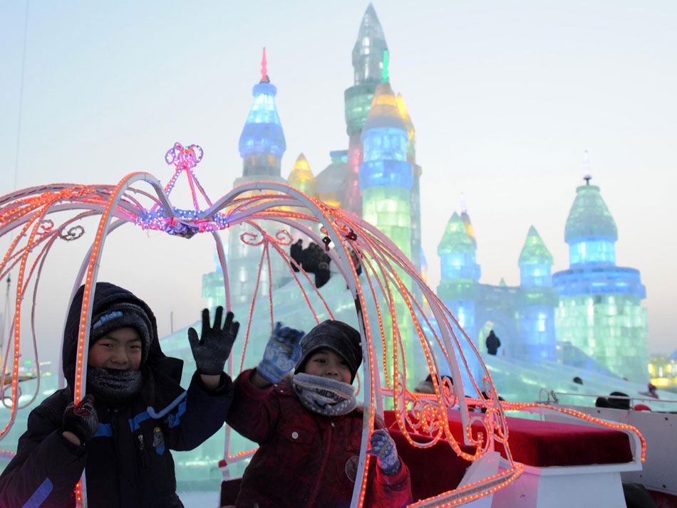 Playing at Ice and Snow World in Harbin