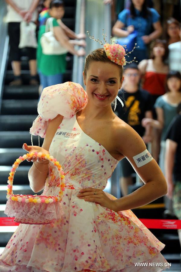 Shoes, apparels made of candies on show in HK