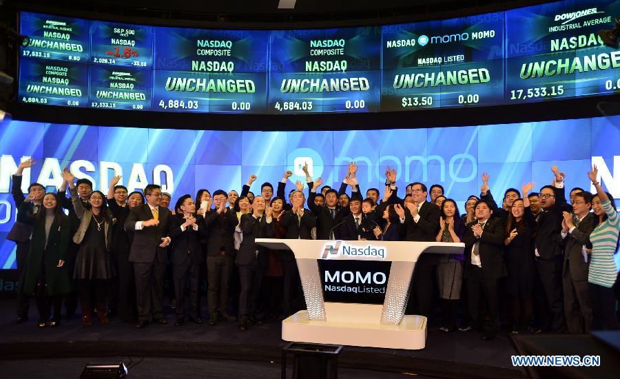 Alibaba-backed Momo debuts on Nasdaq