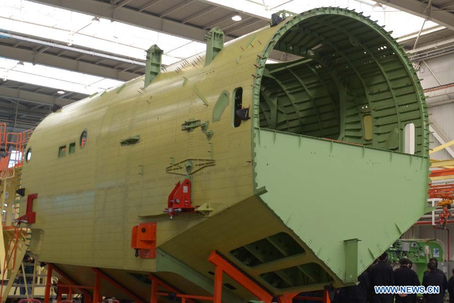 Fuselage mid-section of China's amphibious aircraft AG600 completed