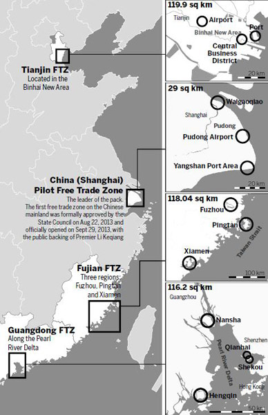 China launches three more free trade zones