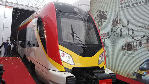 Landmark electric train rolls off assembly line