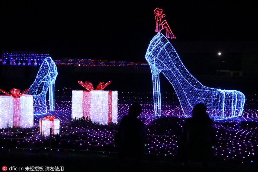 LED lights shine in Zhangjiakou