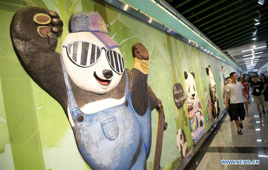 Panda-themed subway train put into use in Chengdu