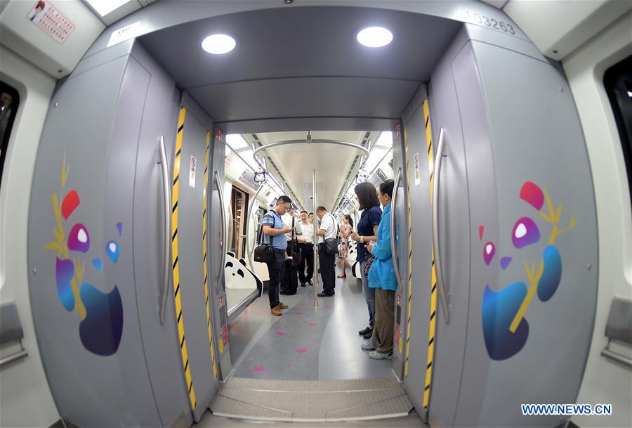 Panda-themed subway train put into use in Chengdu