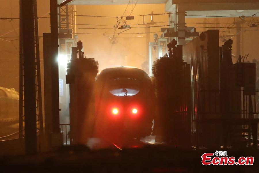 High-speed trains receive thorough clean