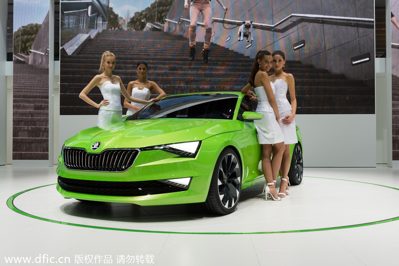 Models with Skoda at Geneva motor show