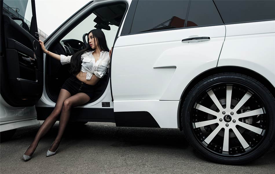 Model with converted Land Rover Range Rover