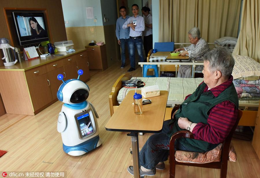 Robots help elderly in nursing home