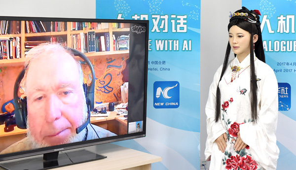 China's 'Robot Goddess' does live interview with US journalist