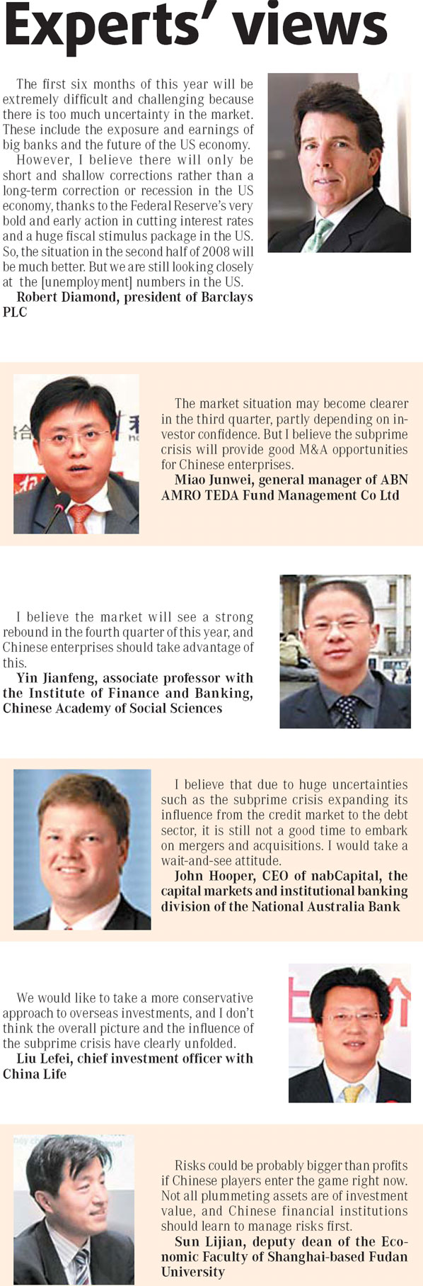 Experts' views