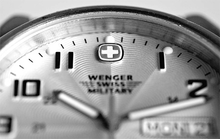 The Swiss flag on a Wenger Swiss Military watch. Bloomberg News