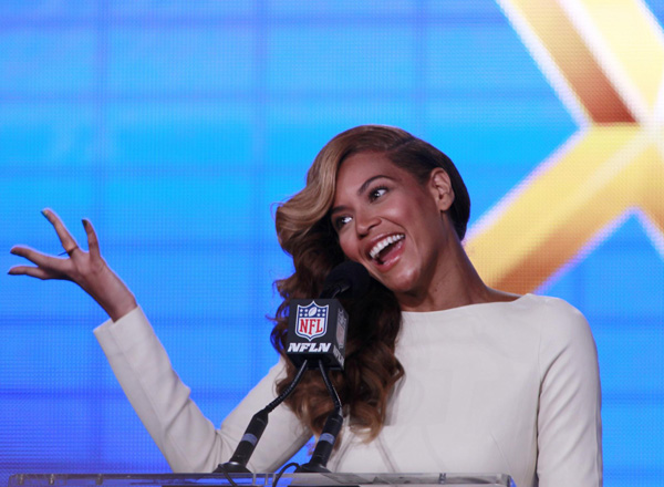 Beyonce performs ahead of the NFL's Super Bowl XLVII
