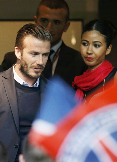 David Beckham at soccer match