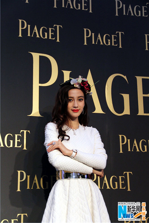 Delicate Angelababy in pretty white dress