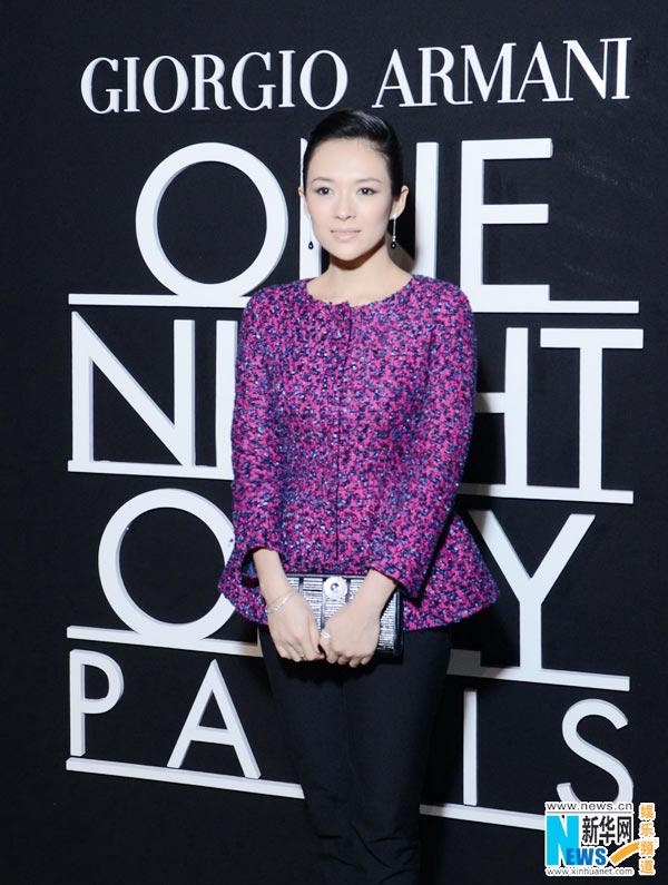 Zhang Ziyi attends Armani private fashion show in Paris