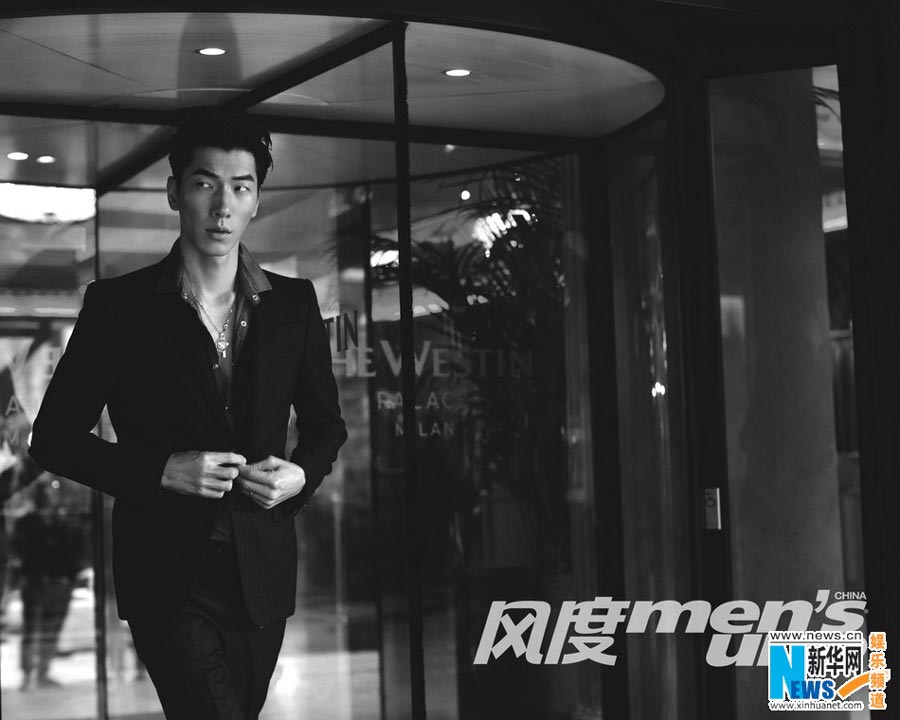 Supermodel Zhang Liang poses for Men's Uno