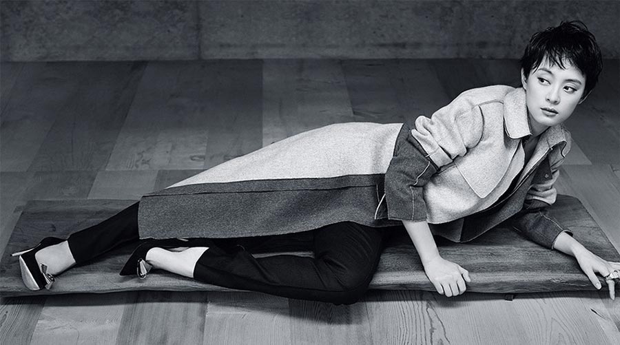 Sun Li poses for monochromatic photos