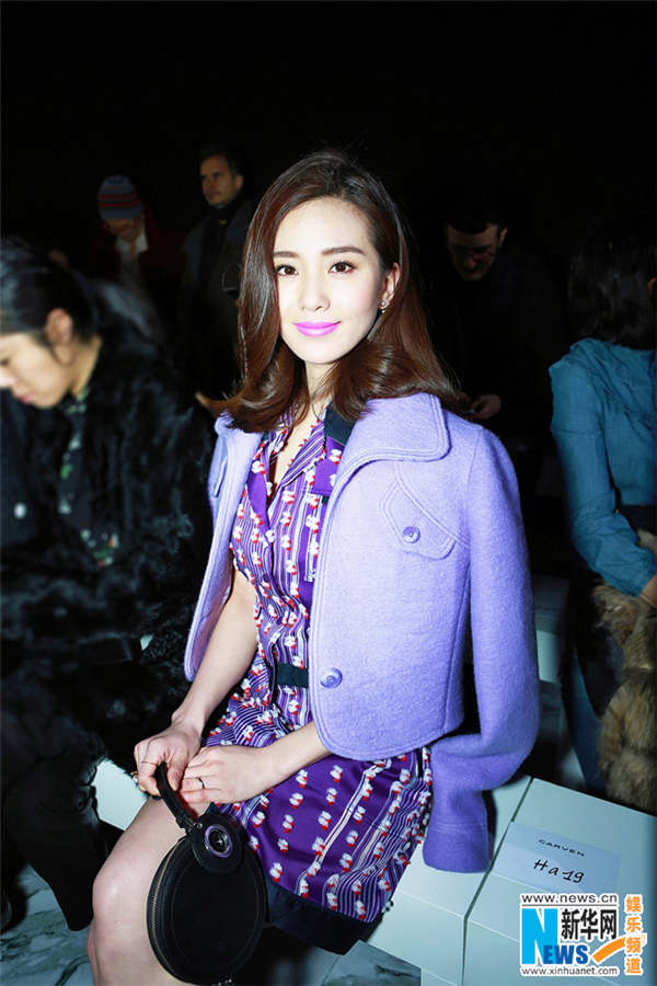 Liu Shishi poses at Paris Fashion Week