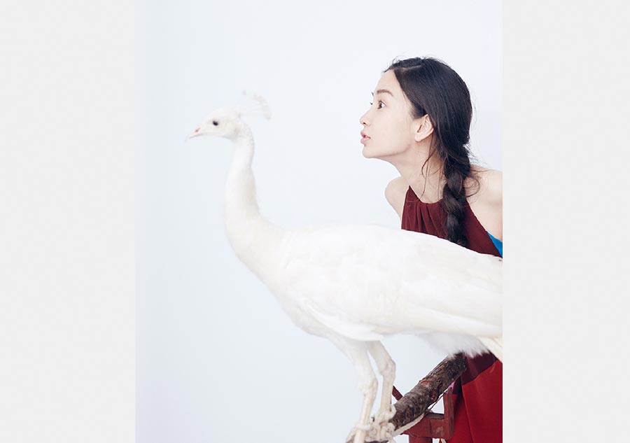 Angelababy poses with animals