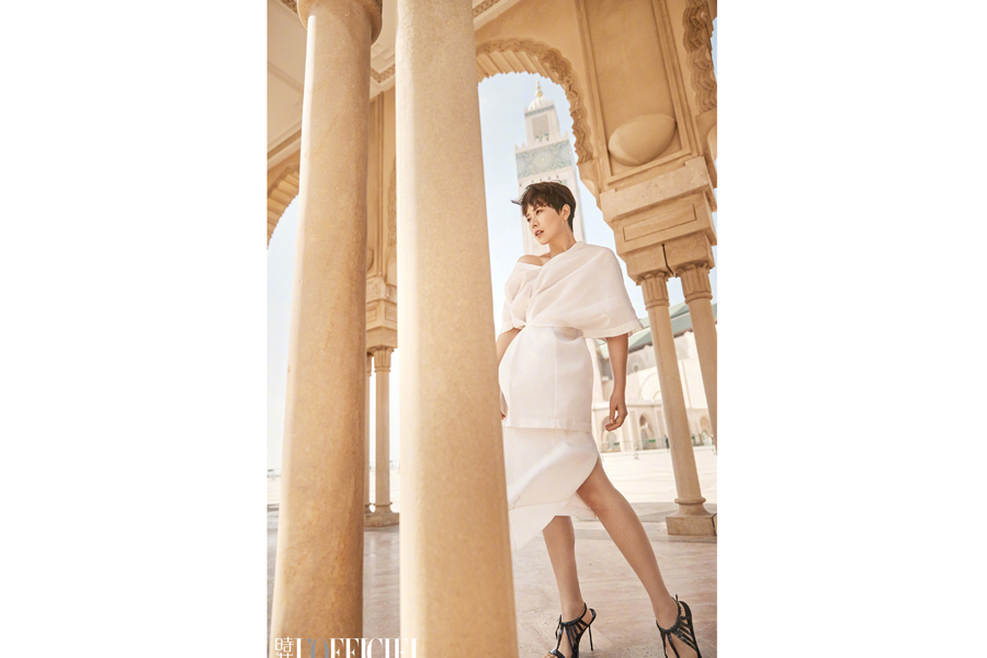 Actress Hai Qing poses for fashion magazine