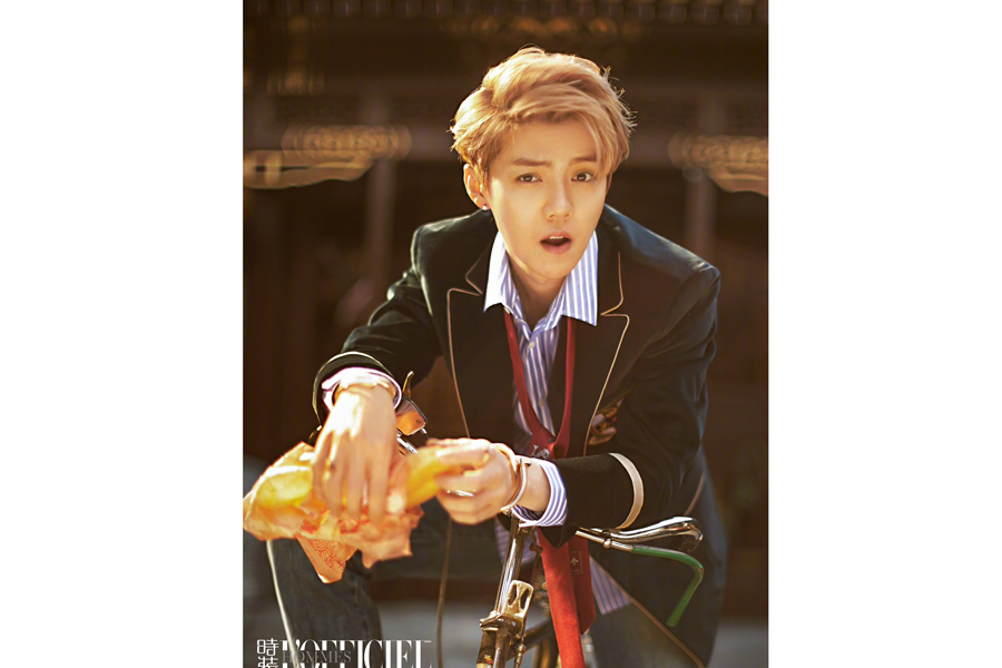 Actor Lu Han poses for fashion magazine