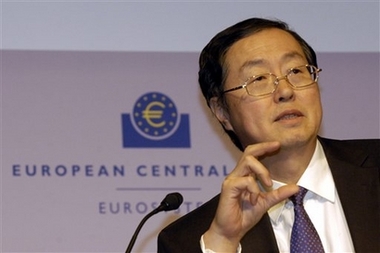 Zhou Xiaochuan, the president of the Bank of China speaks during a banking conference in Frankfurt, Germany, Friday, Nov. 10, 2006. The leaders of the central banks of the world's major economies U.S. Fed Chairman Ben Bernanke, French ECB President Jean-Claude Trichet,met Friday in a Frankfurt, Germany hotel. They met with head of Chinese central bank, Zhou Xiaochuan, to share their ideas on how the monetary policies they guide affect markets and consumers worldwide. But the three, joined by Kazumasa Iwata, the deputy governor of the Bank of Japan, held back from any hints about what was on most peoples' minds: Will interest rates stay on the rise through the end of this year and into 2007? (AP