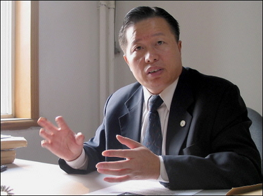 Gao Zhisheng, head of the Beijing-based Zhisheng Legal Office, during an interview at his office in Beijing, November 2005. Prominent Chinese rights lawyer Gao Zhisheng was sentenced to three years in jail for subversion but may be released on probation. Photo:Verna Yu/AFP